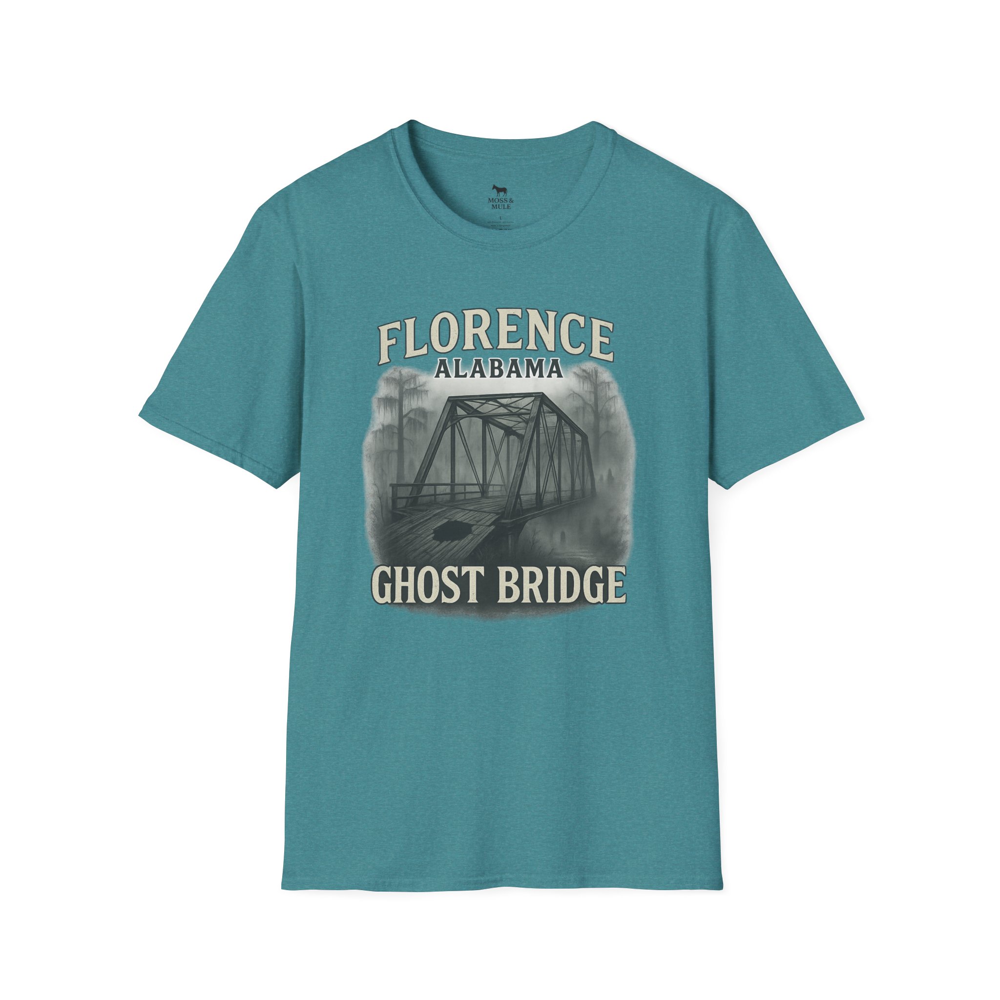 Florence Ghost Bridge Eerie Legends T-shirt with bold lettering and vintage styling